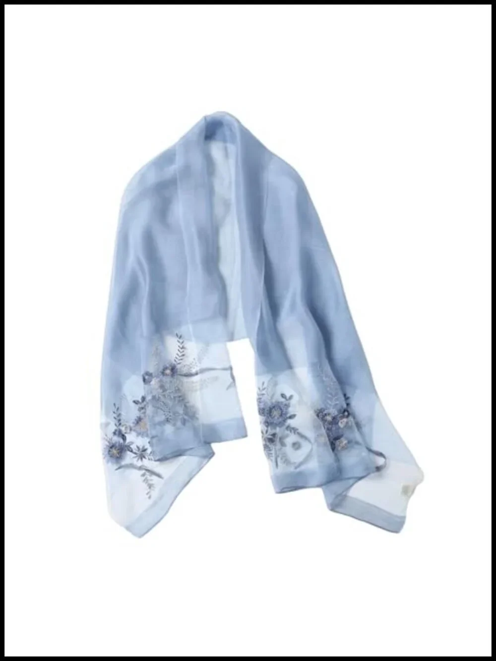 Silk Blend Scarf Shawl - Lightweight Floral Embroidered Wrap for Wedding Party